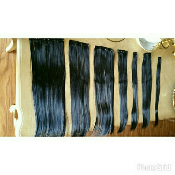 Black Full Head Clip In Extension main image 4