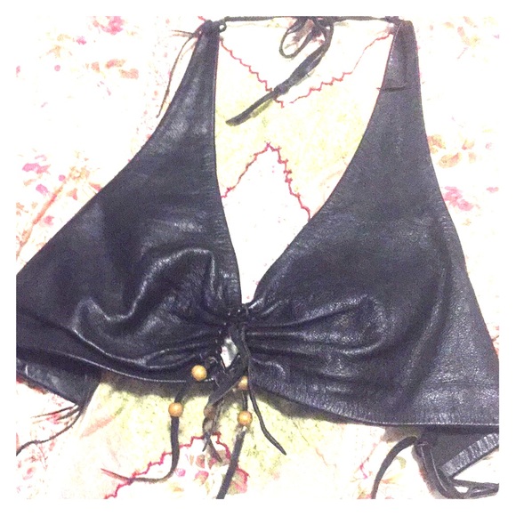 Women's medium leather riding bralete