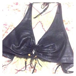 Women's medium leather riding bralete