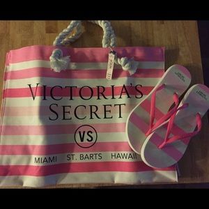 Nwt VS limited beach bag and matching flip flops