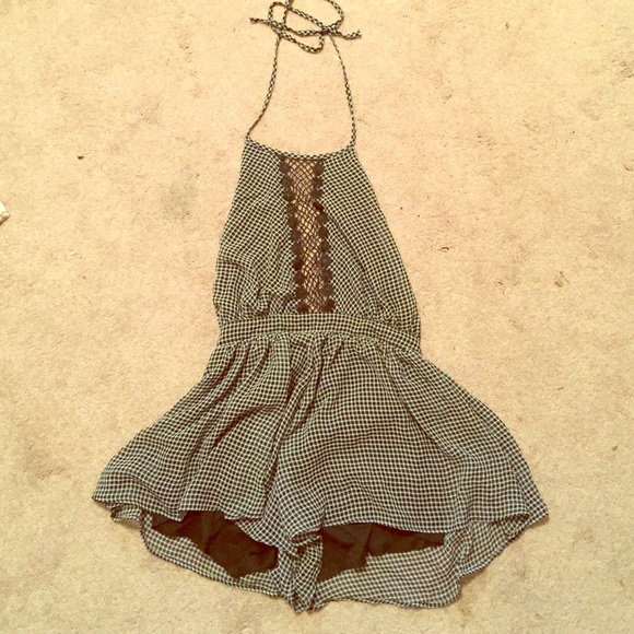 Black and white romper with a low cut back