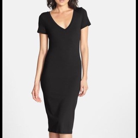 Leith Black Vneck body con