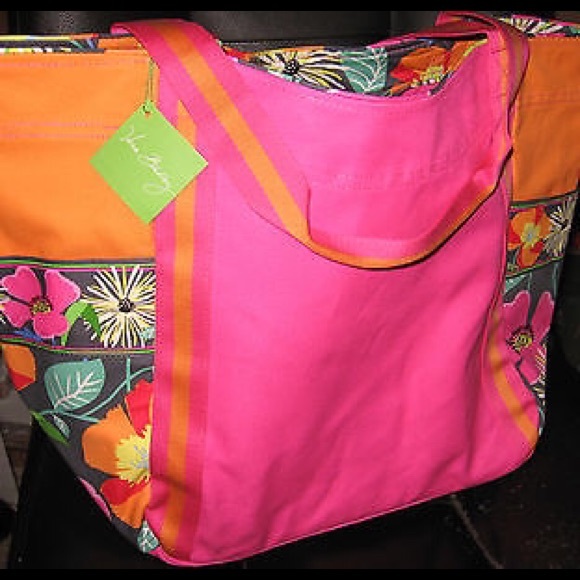 Vera Bradley Small Colorblock Tote Jazzy Blooms - Picture 2 of 3