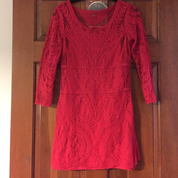 Express Lace Red Dress XS
