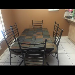 Breakfast table with six chairs