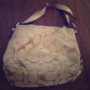 COACH Signature Duffle Shoulder Bag (Khaki & Gold)