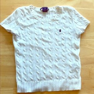 Ralph Lauren short sleeve white cable-knit sweater