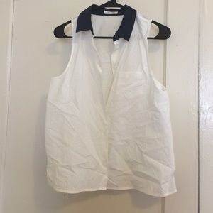 Equipment button down sleeveless top s