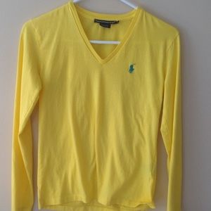 Yellow Ralph Lauren shirt.