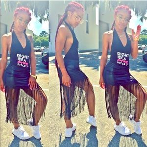 Leather Fringe Skirt