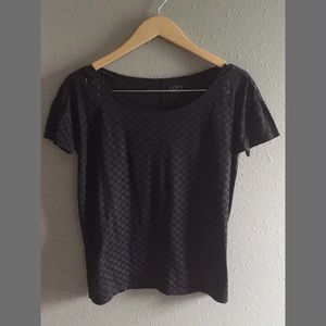 Loft Black Polka-Dotted Shirt