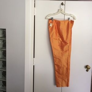 Ann Taylor orange silk pencil slacks