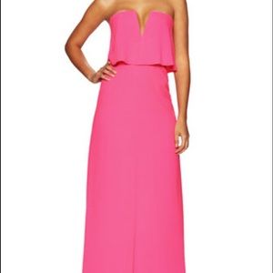 BCBG Alyse Deep V Strapless Floor Length Dress