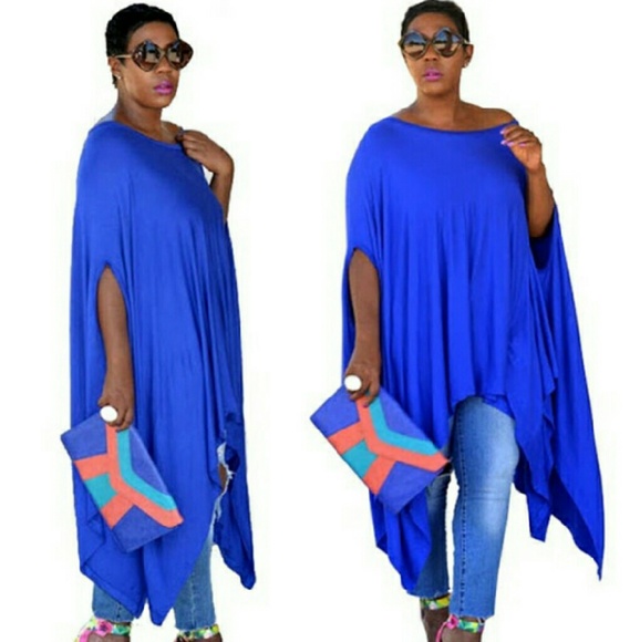 Asymmetric tunic poncho