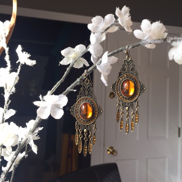 Amber Bohemian style fashion earrings