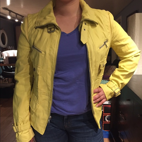 Kenneth Cole Reaction Faux Leather Yellow Jacket