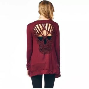 Large skull cardigan. NWOT