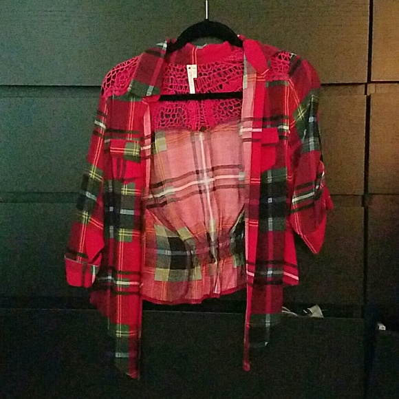 Plaid top.
