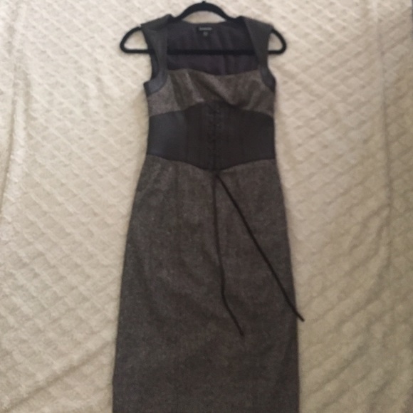 A sexy Tweed dress with vegan leather accents