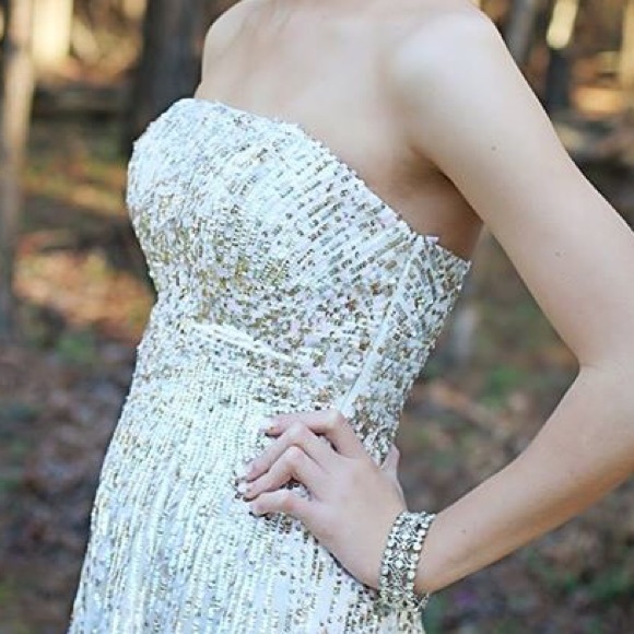 White strapless Prom Dress