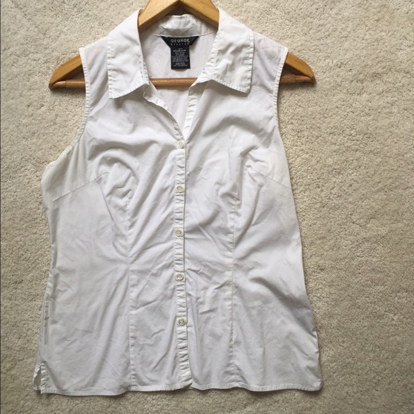 White sleeveless button down