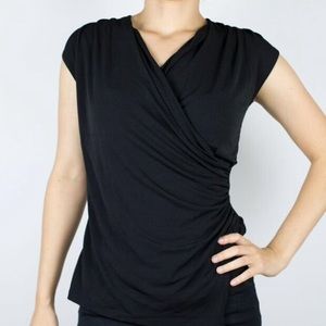 Ann Taylor Ruched Black Blouse
