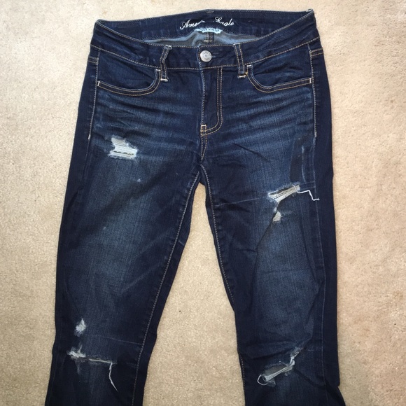 American eagle dark wash ripped jeggings
