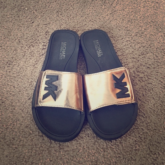 Michael Kors gold slides