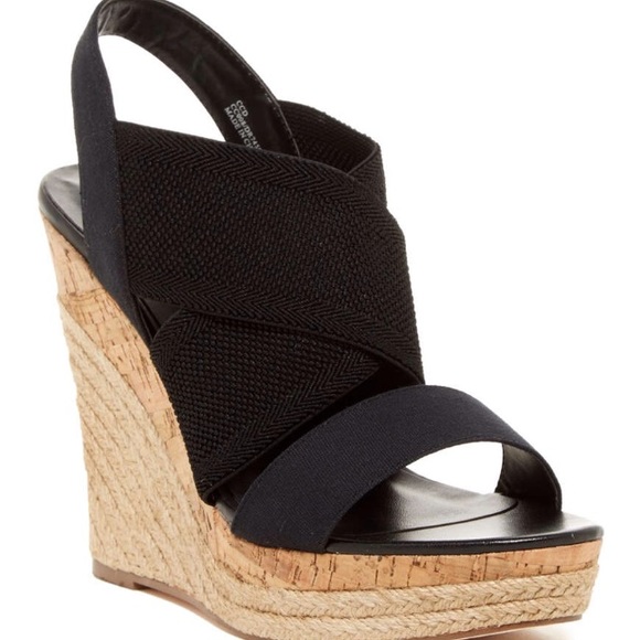 Charles David Shoes - Charles David black cork/espadrilles wedge sandal