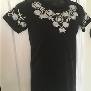 Black and white shirt with flower detailing