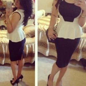 Black & White Contrast Peplum Top