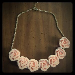 Peach rose necklace