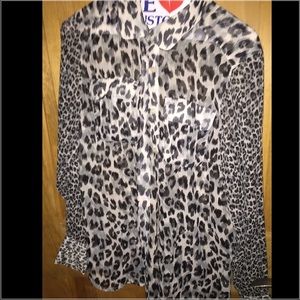 French connection leopard button down
