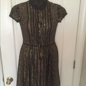 Black and gold lace dress