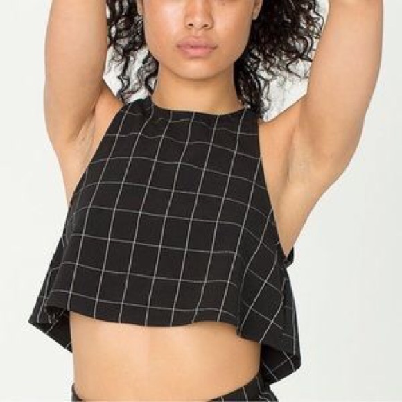 American Apparel - Lulu Grid Crop Top/Skirt sz XS - Picture 2 of 4