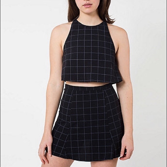 American Apparel - Lulu Grid Crop Top/Skirt sz XS - Picture 4 of 4