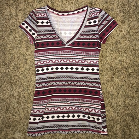 Tribal print v neck top