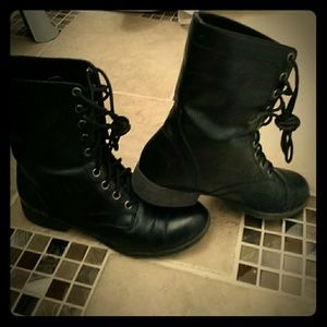 Black lace up combat boots