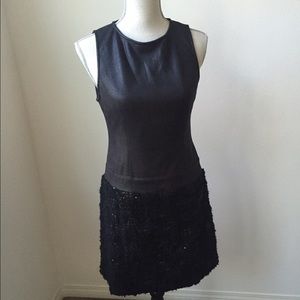 Saks Fifth Avenue 5/48, Leather & Sequin Dress