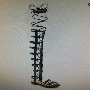 NWT - Black GC shoes high rise gladiator sandals