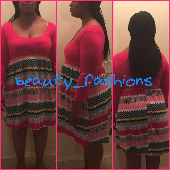 Fuchsia Chevron Dress - Picture 2 of 2