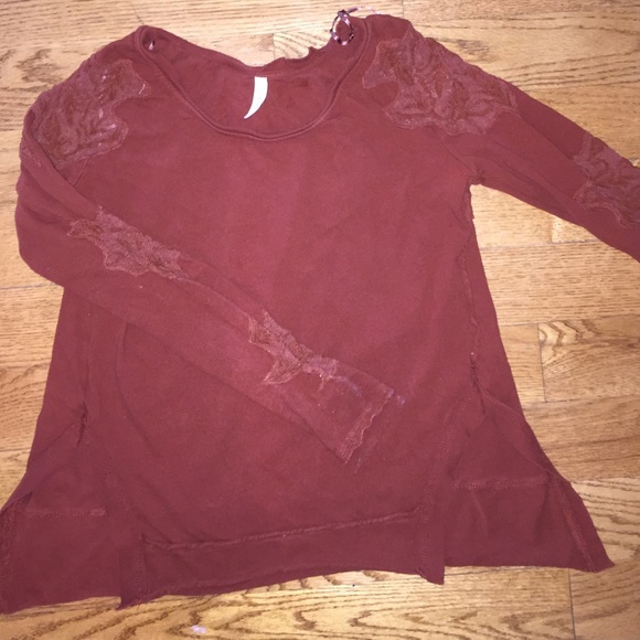 Free people rust long sleeve lace detailing top - Picture 1 of 4