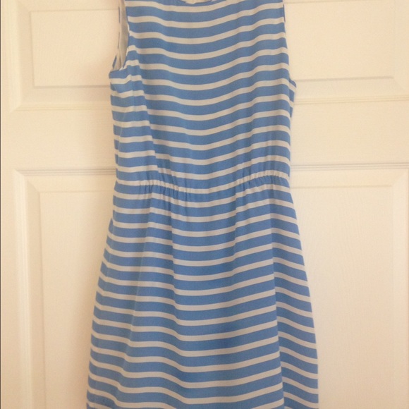 J. Crew silk blue and white striped dress