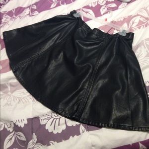 Black leather skater skirt