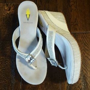 Slightly worn white bling wedge