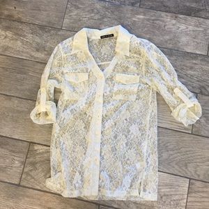 Off white Lace button up blouse!