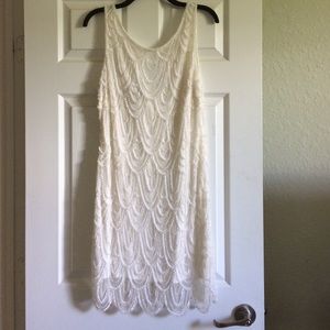 White beaded dress, size 16 Prelude brand. NWOT