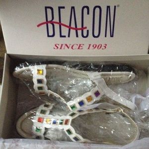 T- Strap Gem Sandal -j   White