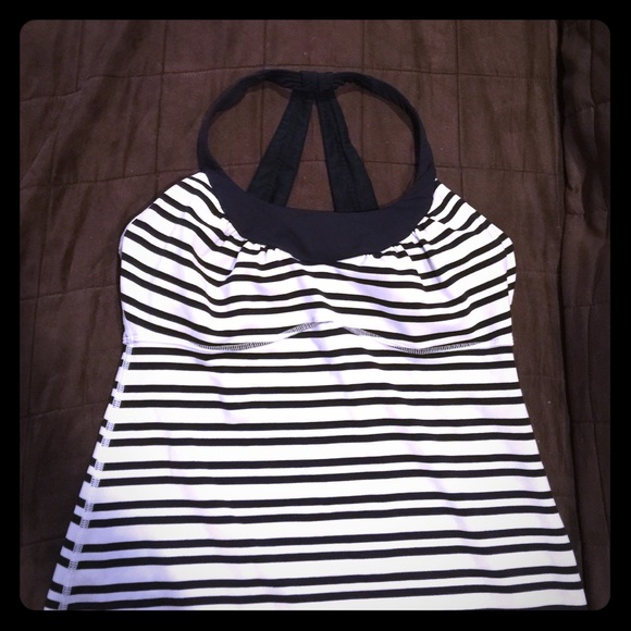 Lululemon Scoop Me Up black and white striped tank