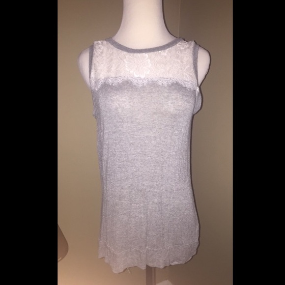 Gray tank with white lace on top!
